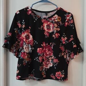 Daisy Black and Red Floral Blouse